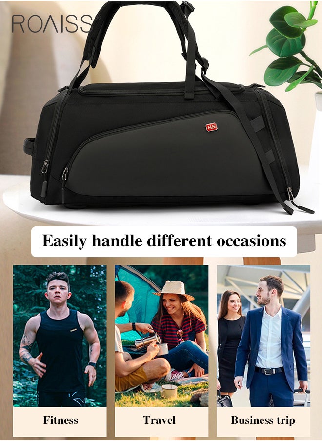 roaiss - Men Multi Functional Backpack Independent Wet and Dry Shoe Compartment Fitness Bag both Backpack and Handbag Large Capacity Scientifically Compartmentalized Backpack Short Distance Travel Luggage Bag - Image 1