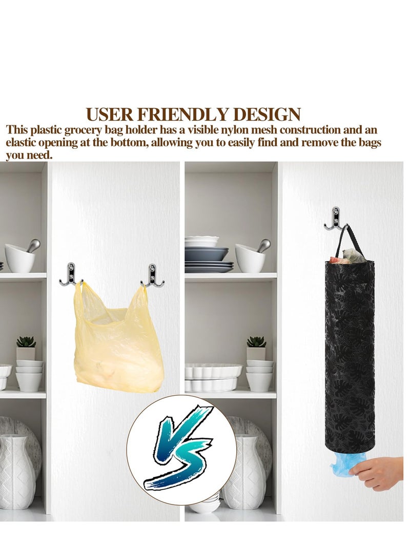 Excefore Plastic Bag Holder, 4 Pack Grocery Bag Holder, for Kitchen Hanging Mesh Storage Organizer Plastic Bags Mesh Hanging Storage Dispenser Trash Bag Holder Shopping Bag Holder - Image 3