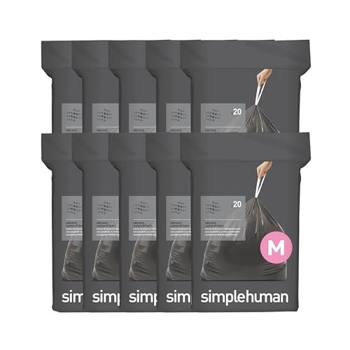 simplehuman Code M 200 Count Genuine Odorsorb Custom Fit Liners Drawstring Odor Absorbing Trash Bags in Dispenser Packs 45 Liter 12 Gallon - Image 2