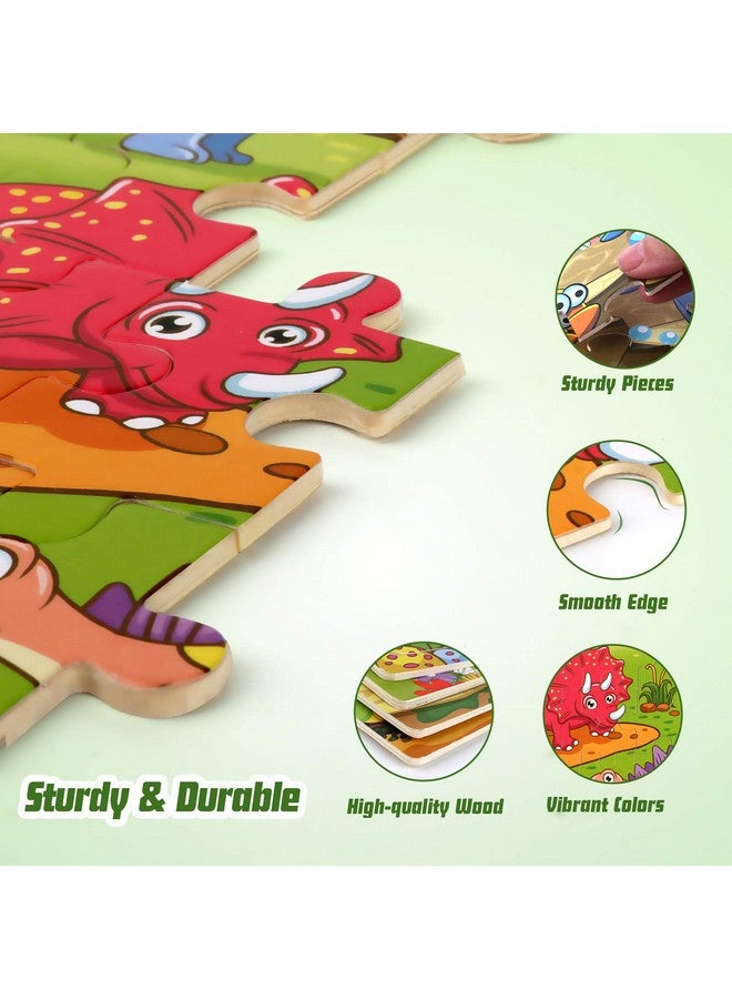 Wooden Jigsaw Puzzles For Kids Age 35 Year Old, 4 Pack 2440 Pieces Preschool Educational Learning Toys Gift Set For Children Boys And Girls, Sea Life, Insects, Animals, Dinosaurs Themes - Image 5