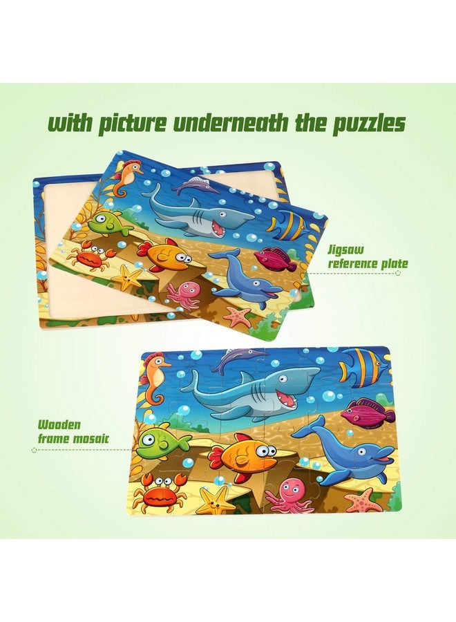 Wooden Jigsaw Puzzles For Kids Age 35 Year Old, 4 Pack 2440 Pieces Preschool Educational Learning Toys Gift Set For Children Boys And Girls, Sea Life, Insects, Animals, Dinosaurs Themes - Image 4