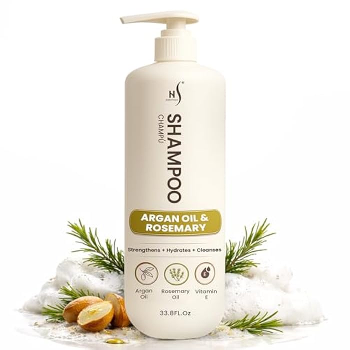 HerStyler Keratin and Argan Oil Shampoo - Hydrating Shampoo for Color Treated, Dry, Damaged, Frizzy Hair - Strengthens and Repairs - with Aloe and Rosemary - Shine Boost for Men and Women - 33.8 fl oz - Image 1