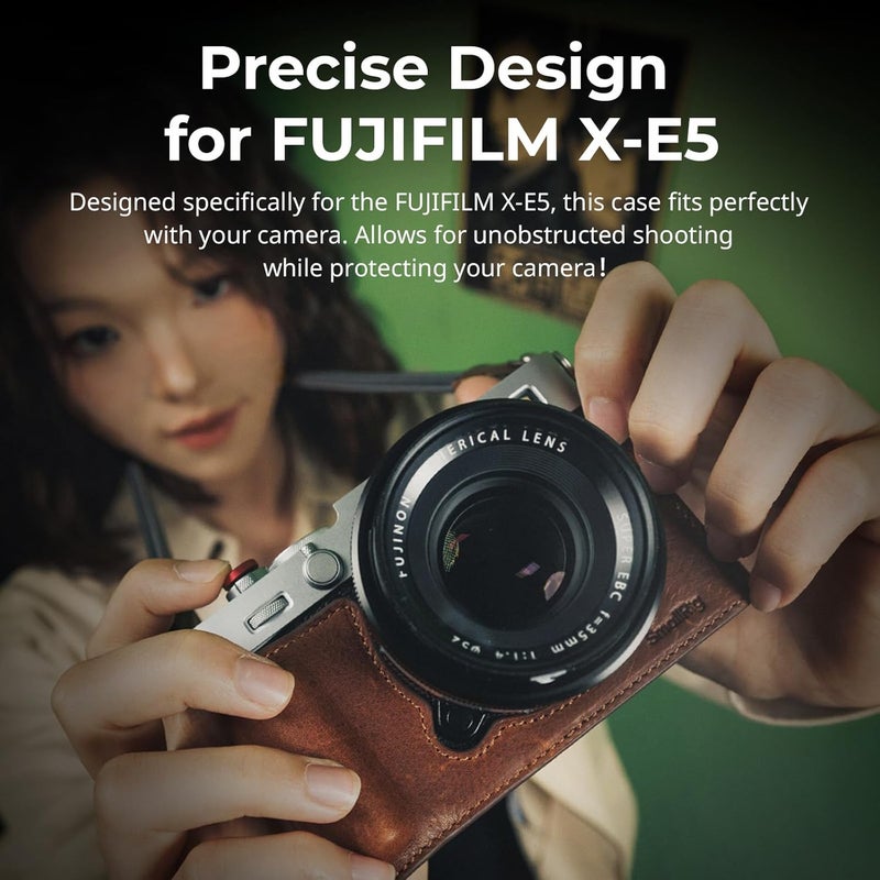 SMALLRIG Camera Leather Case Kit for FUJIFILM X-E5 (Brown) 5449 - Image 5