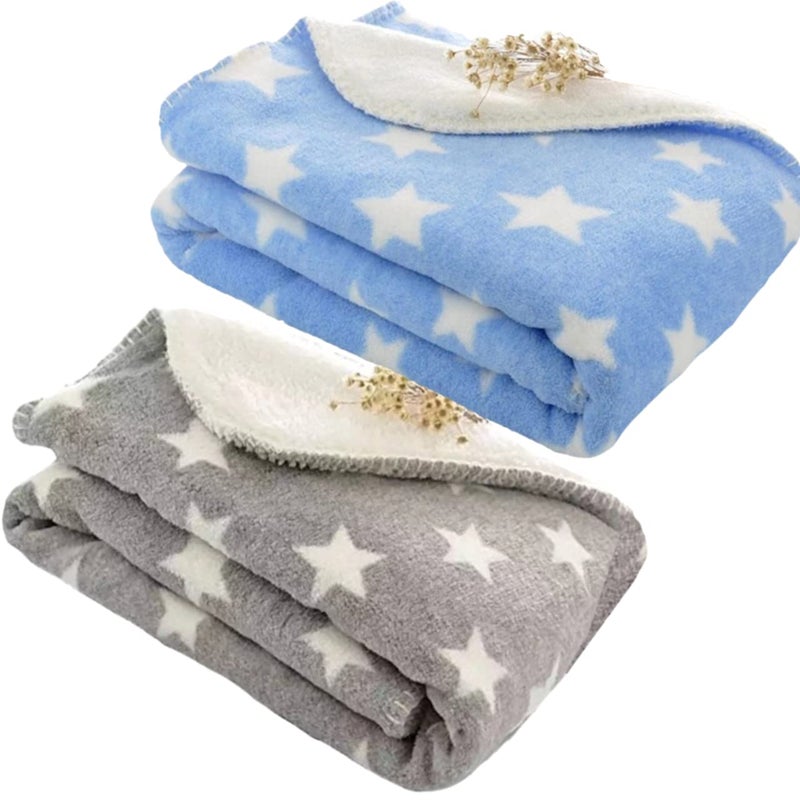 BRANDONN Wool Baby Blanket Combo Pack All Season (Blue/Grey) - Pack of 2 - Image 1