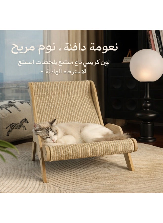 سيسلي أريكة خدش قطط من السيزال سرير قطط كبير جداً وكرسي استرخاء بإطار خشبي سطح مقاوم للخدش والتآكل للقطط المنزلية - Image 2