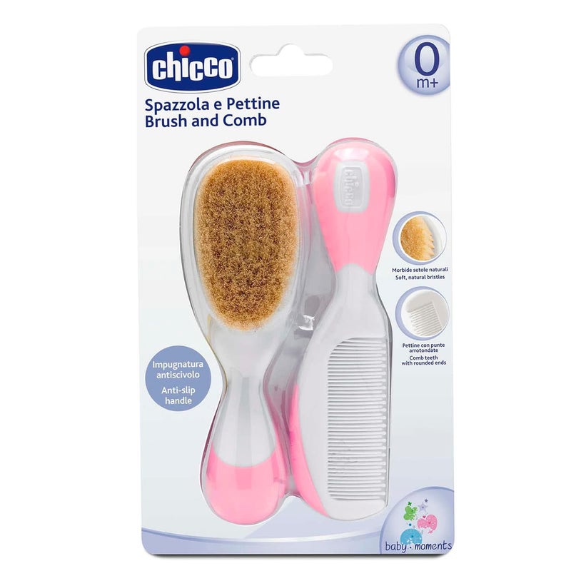 Chicco فرشاة ومشط شيكو - وردي، 2 قطعة - Image 2
