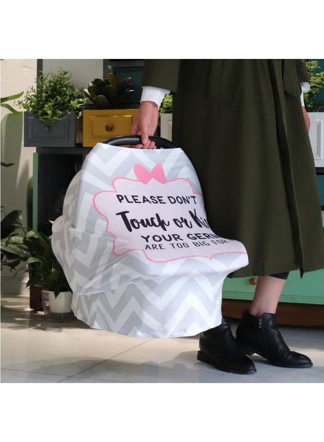 SWESEN Baby Car Seat Covers, No Touching Sign Car seat Canopy, Infant Stroller Covers for Newborn Girl Boy, Multiuse Nursing Covers for Breastfeeding, Ultra-Soft Breathable, Nursing Scarf, Wavy - Image 2