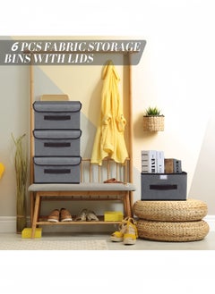 nihao 6PCS Imitation Linen Storage Box Foldable Storage Box, Non-Woven Fabric, Flip Storage Box, With Handles, Clothing, Toys, Home Wardrobe Storage and Organizing Box(Off White-24C*36*23CM*3PCS+16*25*19CM*3PCS)  - Image 4