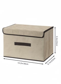 nihao 6PCS Imitation Linen Storage Box Foldable Storage Box, Non-Woven Fabric, Flip Storage Box, With Handles, Clothing, Toys, Home Wardrobe Storage and Organizing Box(Off White-24C*36*23CM*3PCS+16*25*19CM*3PCS)  - Image 5