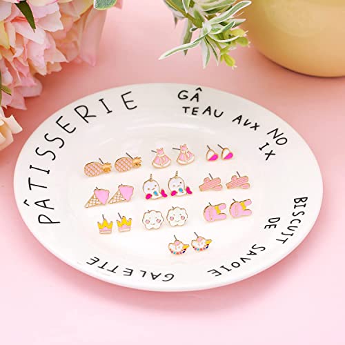 TAOMOCO 24 Pairs Hypoallergenic Stud Earrings Set for Girls Sensitive Ears With Stainless Steel Post Colorful Cute Earrings for Girls Women - Image 5