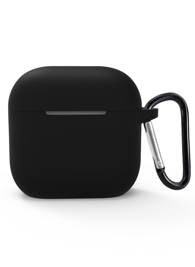 Youque - High Quality Silicone Earphone Case Protective Cover with Carabiner for Apple AirPods 4 Black - Image 1