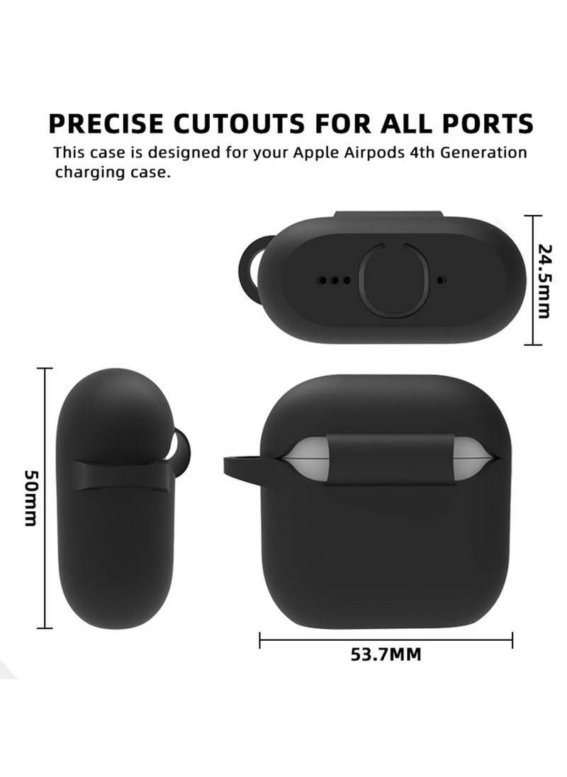 Youque - High Quality Silicone Earphone Case Protective Cover with Carabiner for Apple AirPods 4 Black - Image 1