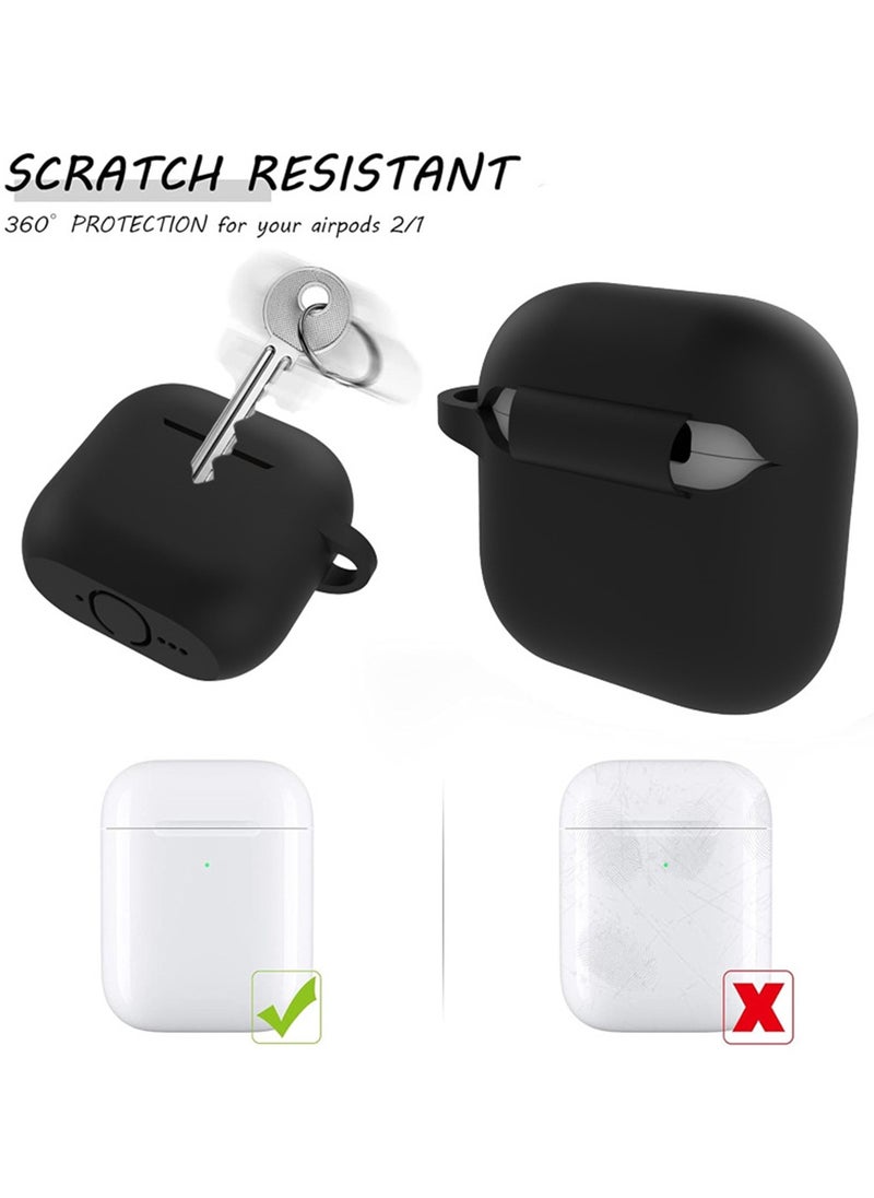 Youque - High Quality Silicone Earphone Case Protective Cover with Carabiner for Apple AirPods 4 Black - Image 1