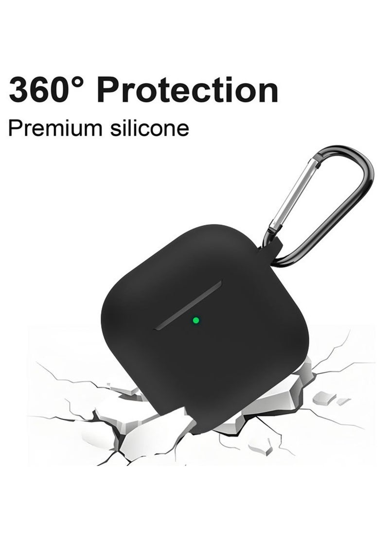 Youque - High Quality Silicone Earphone Case Protective Cover with Carabiner for Apple AirPods 4 Black - Image 1