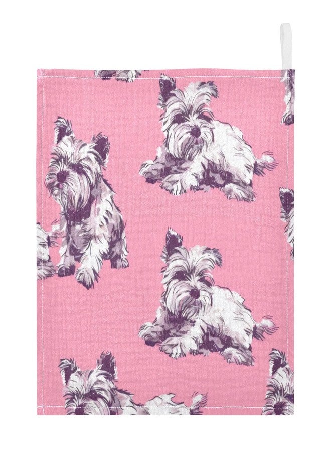 SDMKA Dog Pattern Pink Baby Washcloths - 5 Pack Muslin Cotton Face Towels for Baby Newborn Girls and Boys - Soft and Absorbent - 11.8 Inch - Image 2