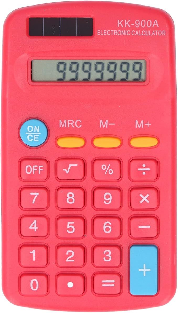 Red Mini Pocket Calculator 8 Digit LCD Solar Battery Dual Power for Office School - Image 1