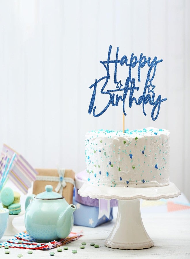 INNORU Happy Birthday Cake Topper, Birthday Sign Party Cake Decor, Anniversary Party, Adults Children Teenager Birthday Party Decoration Supplies, Blue Glitter - Image 5