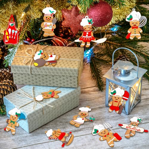 kockuu 12pcs Gingerbread Christmas Decoration for Tree - Cooking Gingerbread Man Ornaments Christmas Hanging Decor for Xmas Tree Home Kitchen Decor Party Supplies - Image 3