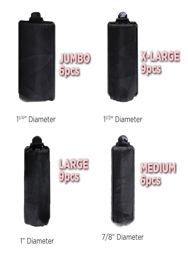 DONNA Satin Foam Rollers for Black Hair 30pcs, Multi-Size Hair Styling Clips and Heatless Curlers - Image 5