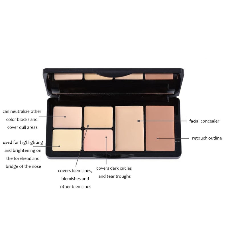BliBling Concealer Contour Palette, 6 In 1 Color Correcting Concealer Contour Makeup Palette, Contouring Foundation Highlighting Makeup Kit for Dark Circles, Blemish With 2 Packs Brush (2#) - Image 4