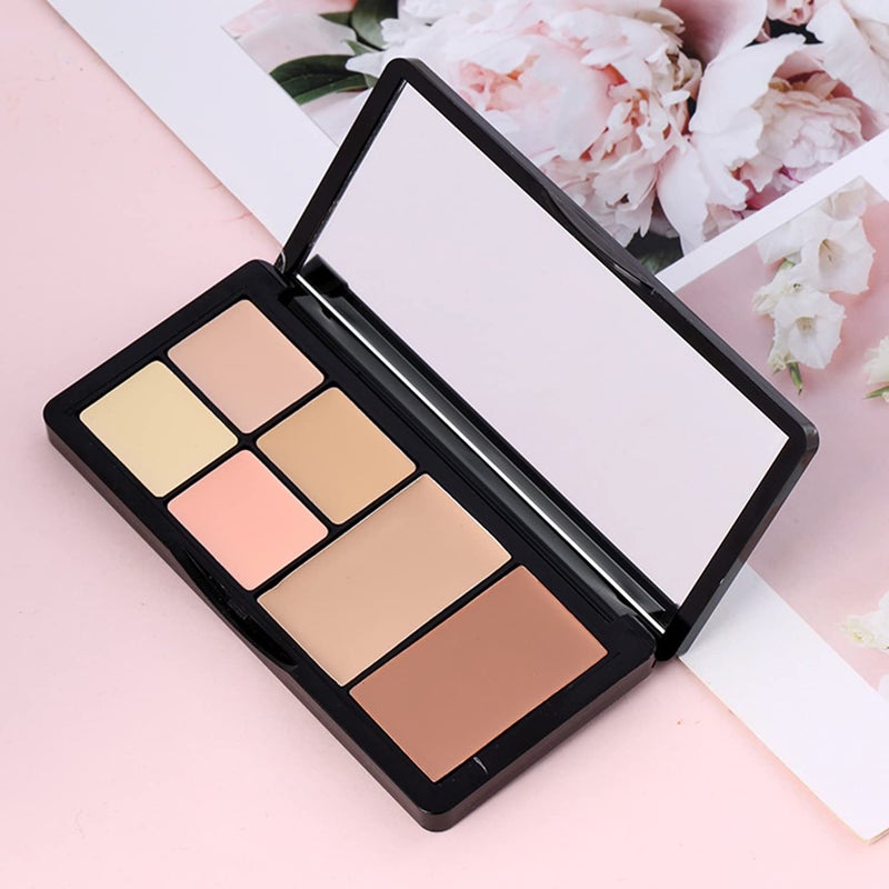 BliBling Concealer Contour Palette, 6 In 1 Color Correcting Concealer Contour Makeup Palette, Contouring Foundation Highlighting Makeup Kit for Dark Circles, Blemish With 2 Packs Brush (2#) - Image 5
