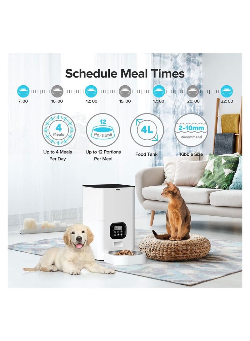 Cool Baby COOLBABY 4L Automatic Pet Feeders for Cats and Dogs Dry Food Dispenser with Desiccant Bag Timed Cat Feeder Programmable Portion Size Control 4 Meals Per Day  - Image 2