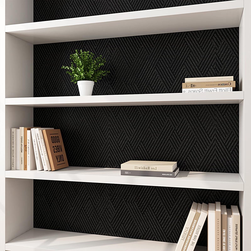 Decotalk Black Textured Wallpaper Textured Wall Paper for Bedroom Geometric Peel and Stick Wallpaper 17.7x120 Inch Geometric Peel and Stick Wall Vinyl Contact Paper for Cabinets and Drawers - Image 5