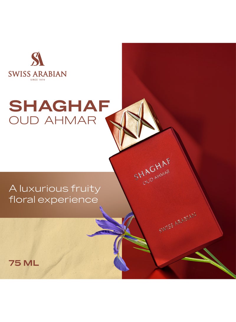 SWISS ARABIAN Shaghaf Oud Ahmar Eau de Parfum, 75ml, Premium Quality Perfume, Women and Men’s Fragrance, fruity, floral, amber Luxurious Blend Perfumes for Men and Women  - Image 2