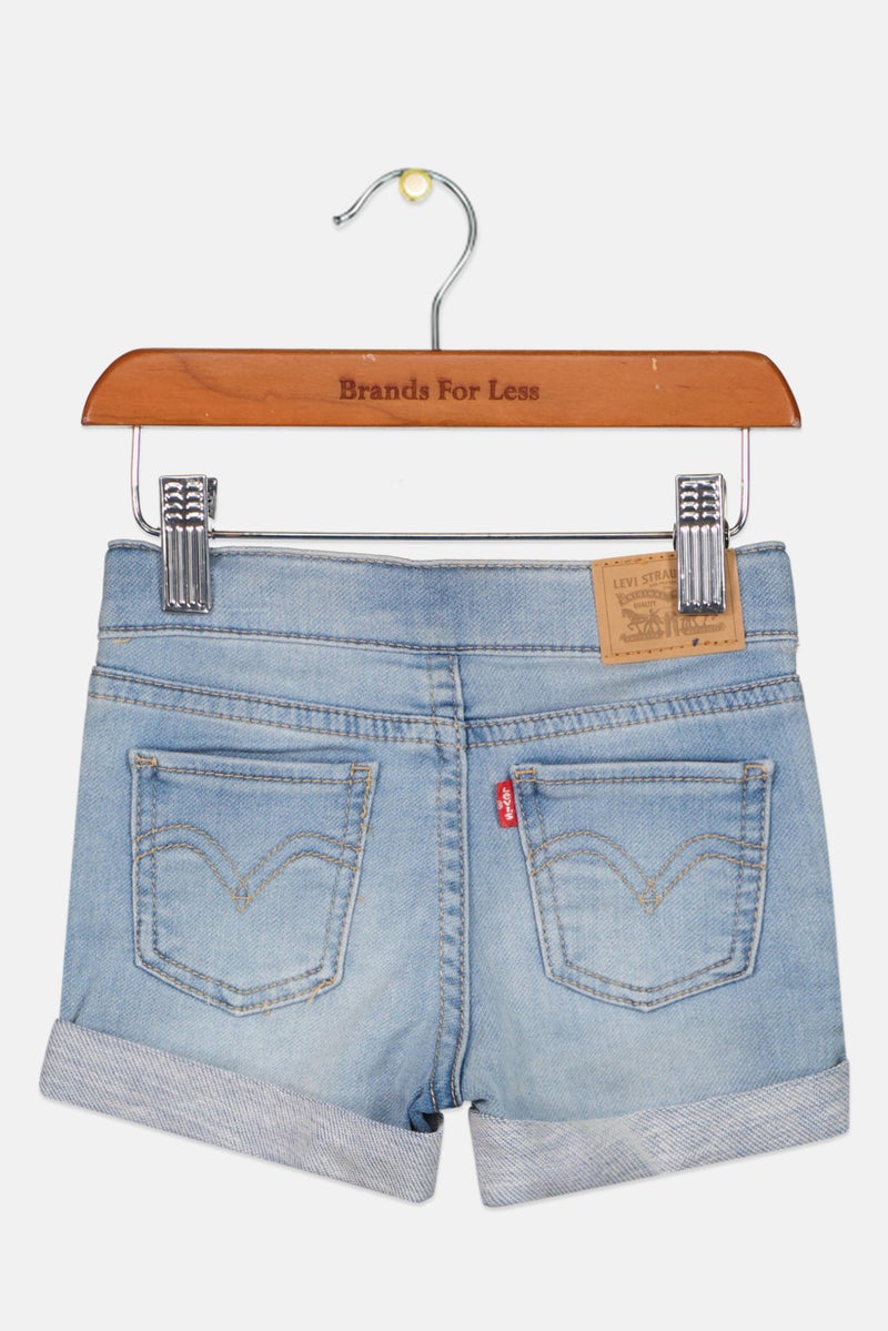 Levi's Toddlers Girl Washed Denim Shorts, Light Blue - Image 2