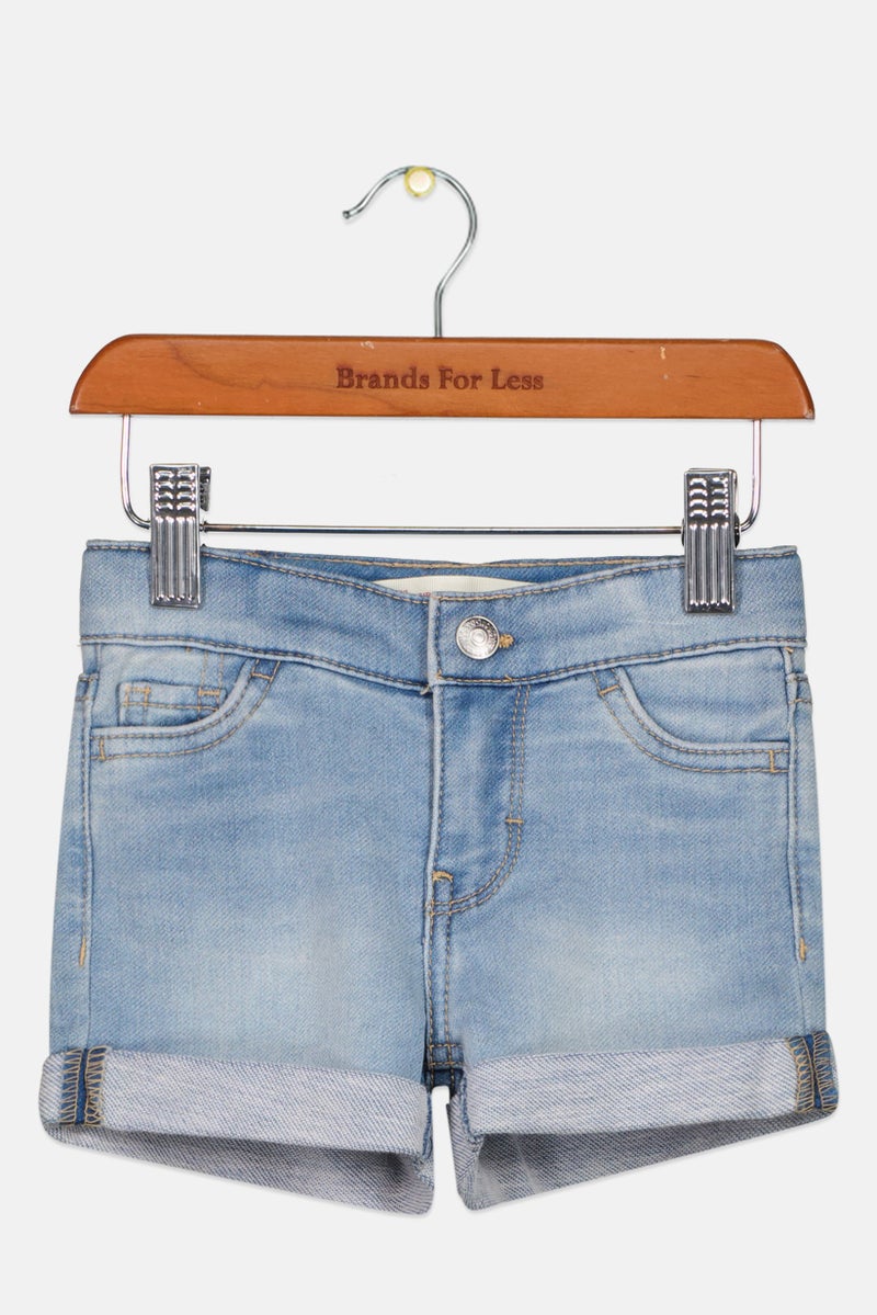 Levi's Toddlers Girl Washed Denim Shorts, Light Blue - Image 1