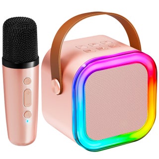 IROO Mini Karaoke Machine for Kids, 2025 TOP Toys Birthday Gifts Ideas for Girls Ages 4, 5, 6, 7, 8, 9, 10, 12+ Years Old, Portable MP3 Player with 1 Wireless Mics for Party(Rose Gold)
