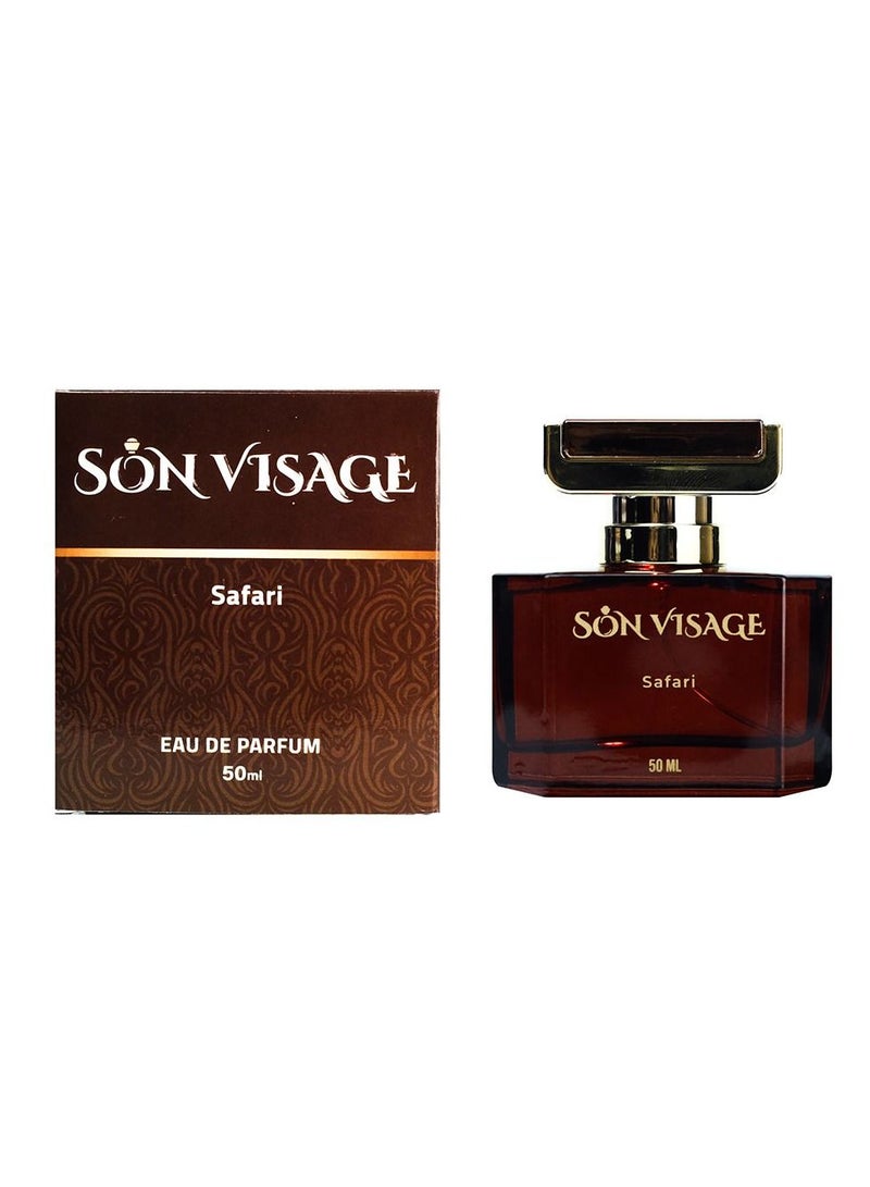 سون فيساج سون فيزاج سفاري عطر أو دو بارفان للجنسين – عطر شرقي خشبي بلمسات زهرية وبودريّة مع العود والفانيليا وخشب الصندل – 50 مل - Image 4