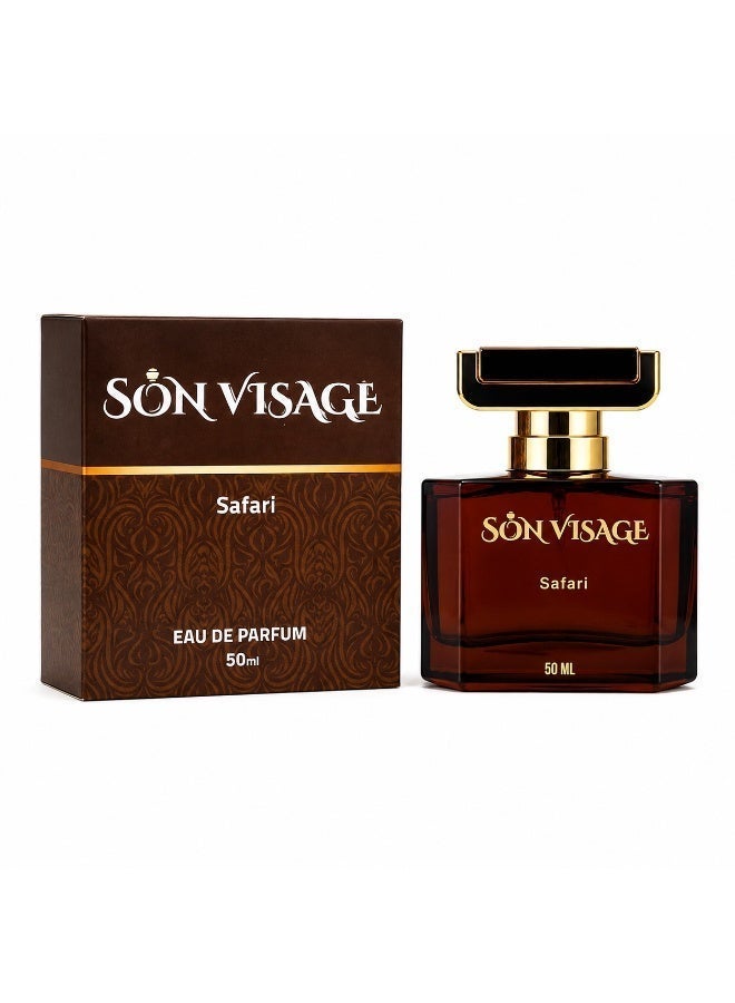 سون فيساج سون فيزاج سفاري عطر أو دو بارفان للجنسين – عطر شرقي خشبي بلمسات زهرية وبودريّة مع العود والفانيليا وخشب الصندل – 50 مل - Image 5