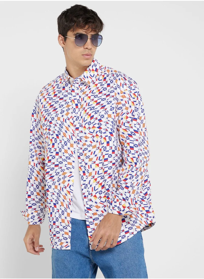 TOMMY JEANS Casual Aop Print Regular Fit Shirt