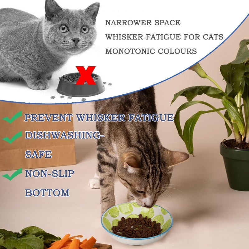 HAPPY KIT Ceramic Cat Bowls with Non-Slip Silicone Bottom,Prevent Whisker Fatigue,Reduce Mess,Wide Cat Bowls for Indoor Cats,6 Colorful Set for Daily Feeding Gift Choice (Classic) - Image 5
