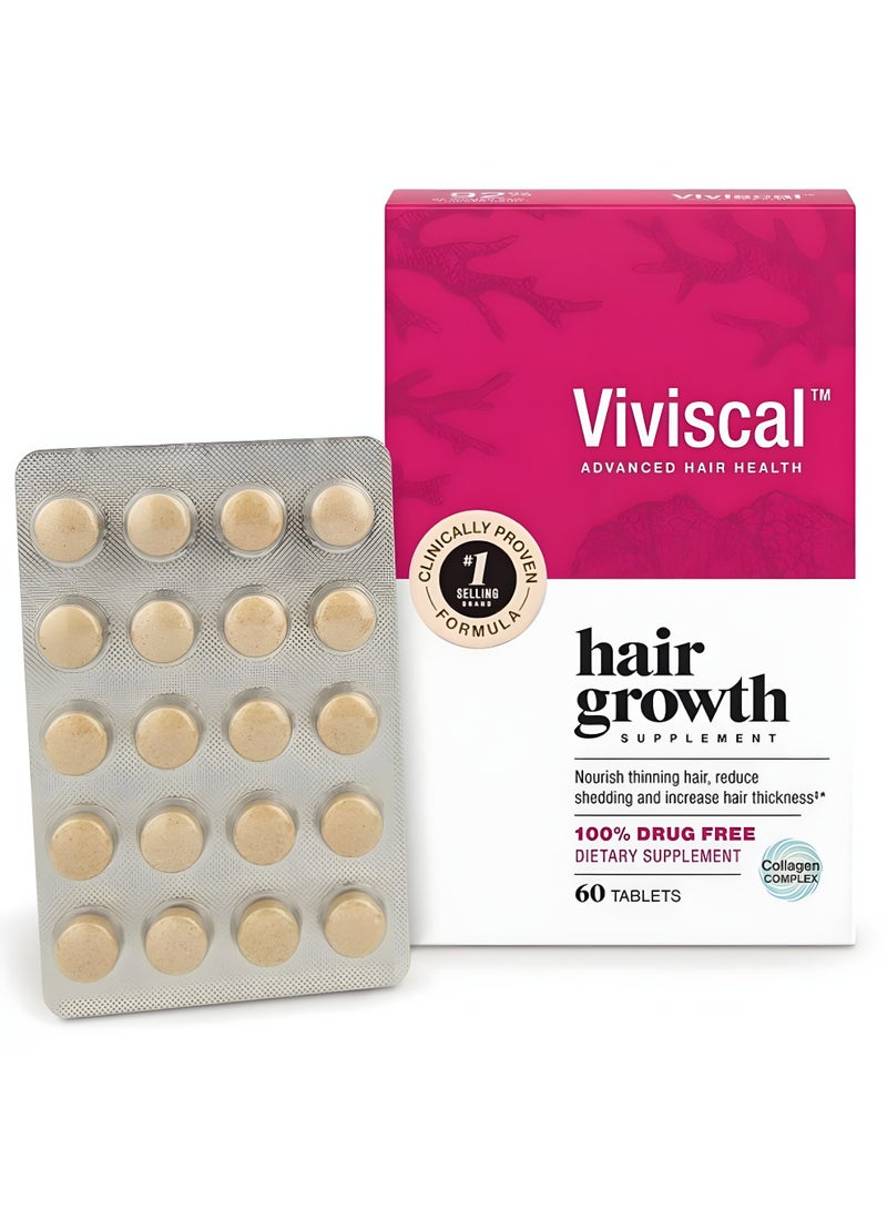 Viviscal hair growth Hair Growth Supplement Extra Strength Hair Vitamins for Thicker Fuller Stronger Hair Anti Hair Loss Formula 60 Tablets - Image 1