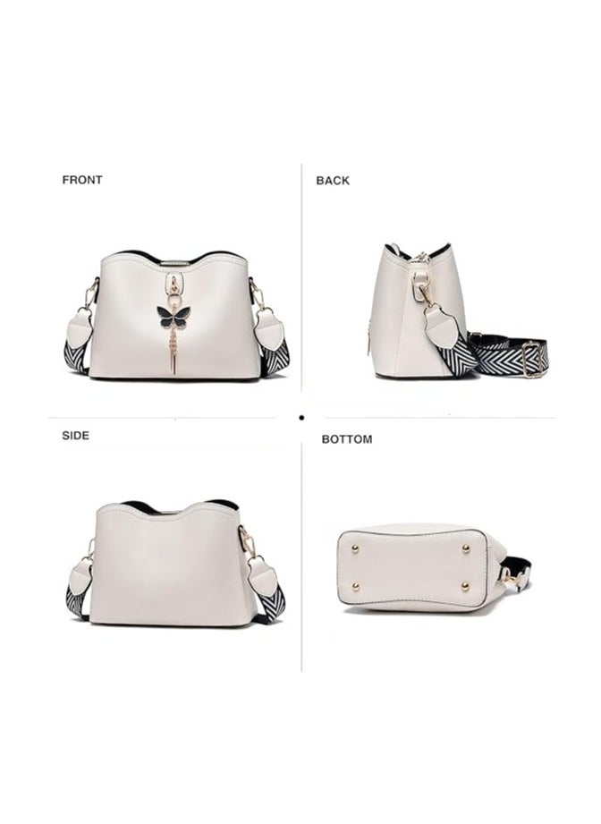 Small Crossbody Bags For Women, Fashion erfly Bucket Purses, Lightweight Handbags Shoulder Bag  White  - Image 2