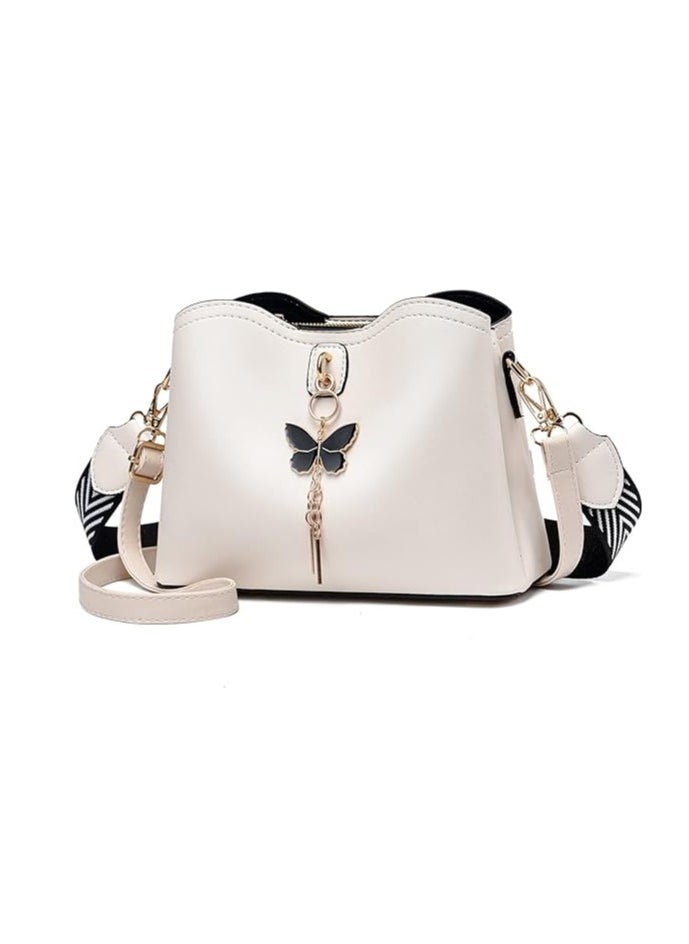 Small Crossbody Bags For Women, Fashion erfly Bucket Purses, Lightweight Handbags Shoulder Bag  White  - Image 3