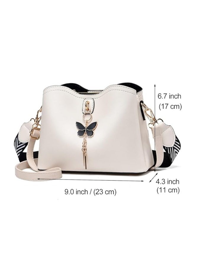 Small Crossbody Bags For Women, Fashion erfly Bucket Purses, Lightweight Handbags Shoulder Bag  White  - Image 4