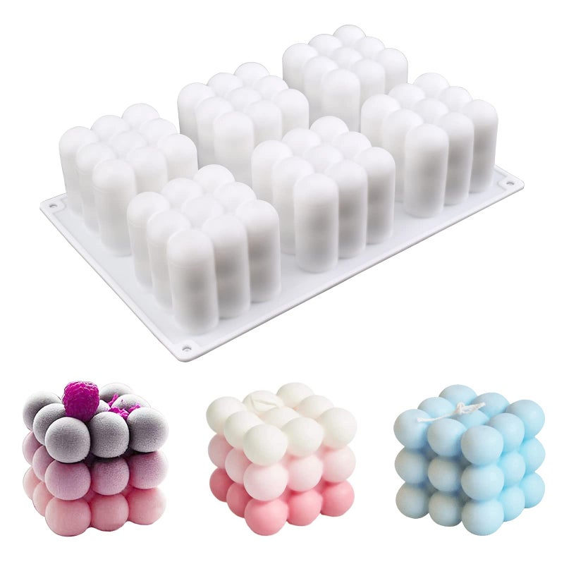 Actvty 3D Bubble Candle Molds - 6 Cavity Bubble Cube Silicone Mold for Candles Soap Making, Bubble Cake Mold for Baking Dessert Mousse Cake Jelly Ice Cream - Image 1