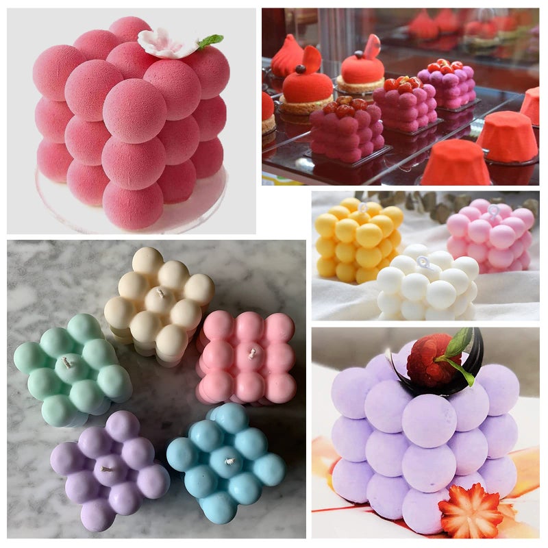 Actvty 3D Bubble Candle Molds - 6 Cavity Bubble Cube Silicone Mold for Candles Soap Making, Bubble Cake Mold for Baking Dessert Mousse Cake Jelly Ice Cream - Image 5