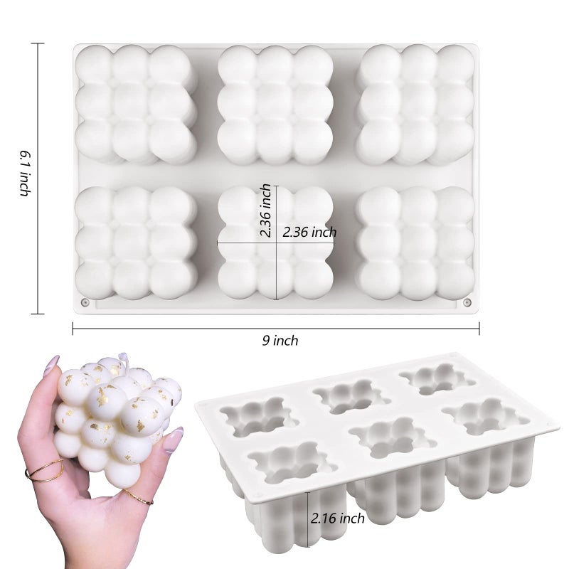 Actvty 3D Bubble Candle Molds - 6 Cavity Bubble Cube Silicone Mold for Candles Soap Making, Bubble Cake Mold for Baking Dessert Mousse Cake Jelly Ice Cream - Image 3