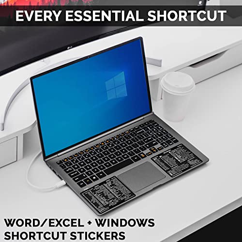 SYNERLOGIC Windows + Word/Excel (for Windows) Quick Reference Guide Keyboard Shortcut Stickers, No-Residue Vinyl (Black/Small/Combo) - Image 4