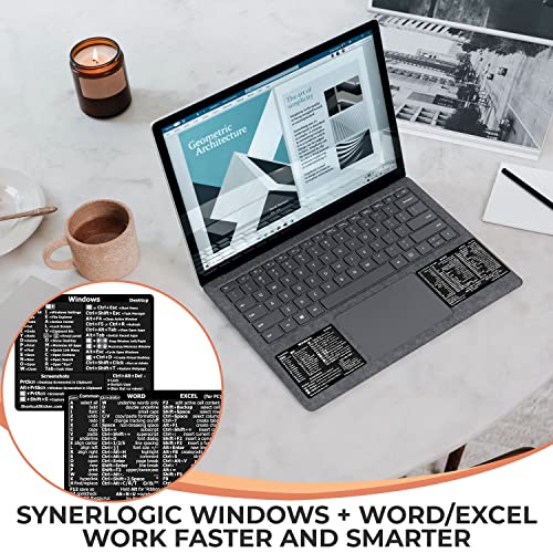 SYNERLOGIC Windows + Word/Excel (for Windows) Quick Reference Guide Keyboard Shortcut Stickers, No-Residue Vinyl (Black/Small/Combo) - Image 3
