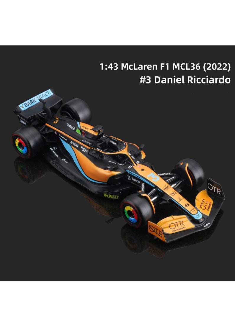 2022 McLaren F1 MCL36#3 Daniel Ricciardo 1 : 43 Zoom Diecast Model Car - Image 3