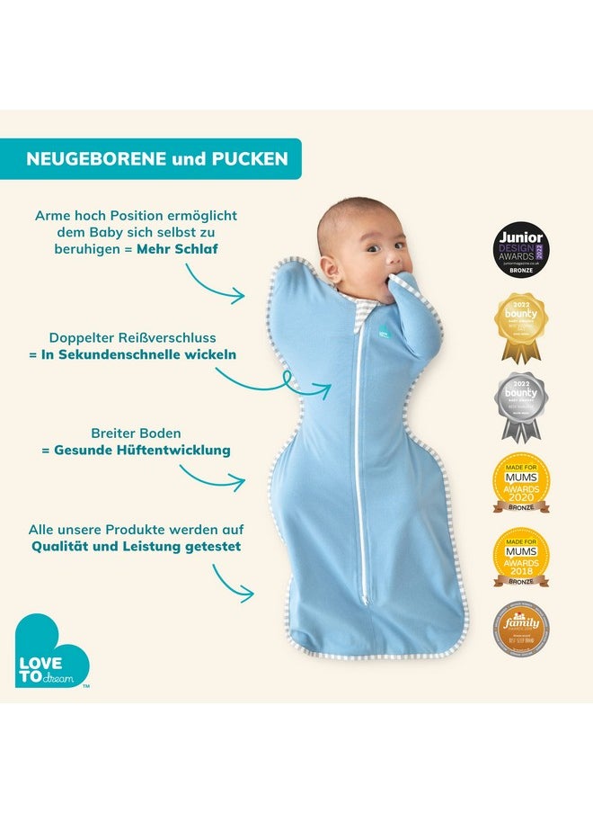لاف تو دريم لفافة نوم للأطفال من Love to Dream Swaddle UP، لفافات ذاتية التهدئة لحديثي الولادة، تساعد على النوم لفترة أطول، ملائمة تمامًا لتهدئة رد فعل الارتعاش، مستلزمات أساسية لحديثي الولادة، 1.0 TOG، 13-19 رطلاً، أزرق  - Image 4