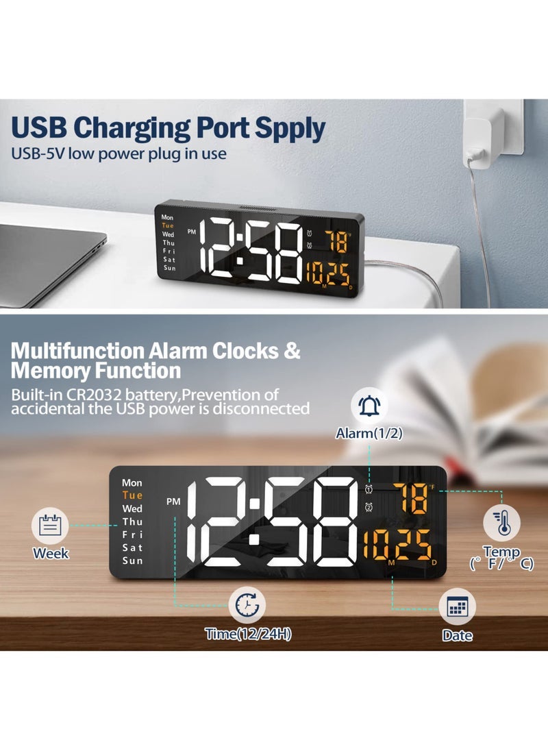 جاجيك Digital Wall Clock With Large 16.2 Inch LED Display – Ultra-Clear Time, Date & Temperature Display, Remote Control, Adjustable Brightness, Silent Operation, Wall Mount Or Desktop Use, Ideal For Home, Office, School, Warehouse Or Elderly Users  - Image 4