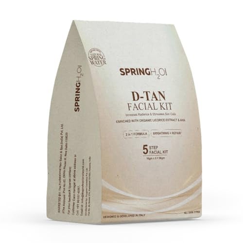 Spring H2O D-TAN Facial Kit 50 gm| 2 in 1 Formula Brightning+Repair & Tan Removel | Enriched with Organic Licorice Extract and AHA| Simple 5 Step - Image 1