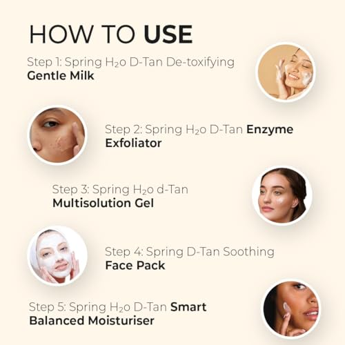 Spring H2O D-TAN Facial Kit 50 gm| 2 in 1 Formula Brightning+Repair & Tan Removel | Enriched with Organic Licorice Extract and AHA| Simple 5 Step - Image 4