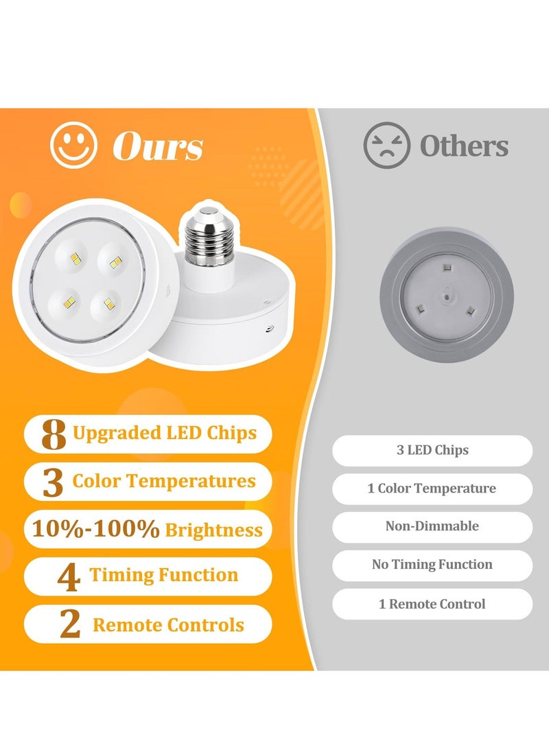 Generic - 2 Packs Battery Operated Light Bulb for Lamps 3 Color Screw in LED Puck Lights with 1 Remote AA Powered Wireless Dimmable Timer E26 Socket Non Electric Wall Sconce - Image 1